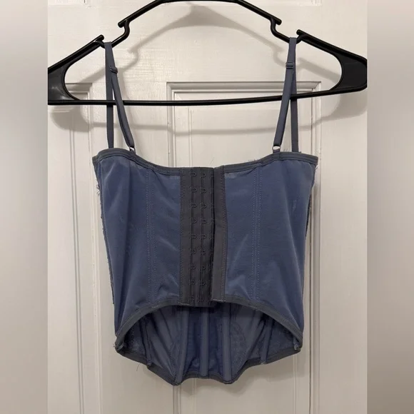 URBAN OUTFITTERS OUT FROM UNDER Women’s Slate Blue Modern Love Corset Top Size S - Picture 2 of 5